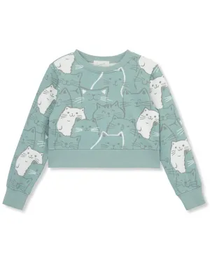 Peek Kids Allover Cat Print Pullover