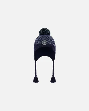 Peruvian Knit Hat Heather Blue