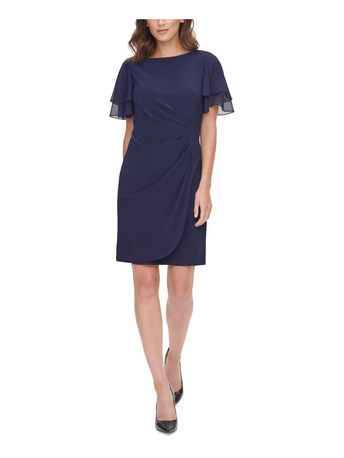 Petites Womens Work Short Sheath Dress