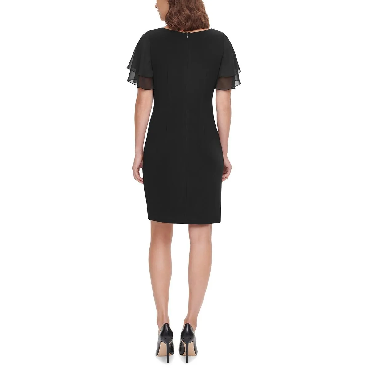 Petites Womens Work Short Sheath Dress