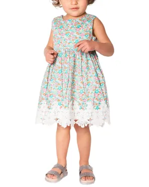 Popatu Floral Lace Trim Dress