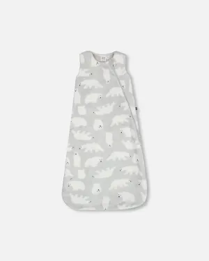 Printed Plush Sleep Sack Gray With Polar Bears