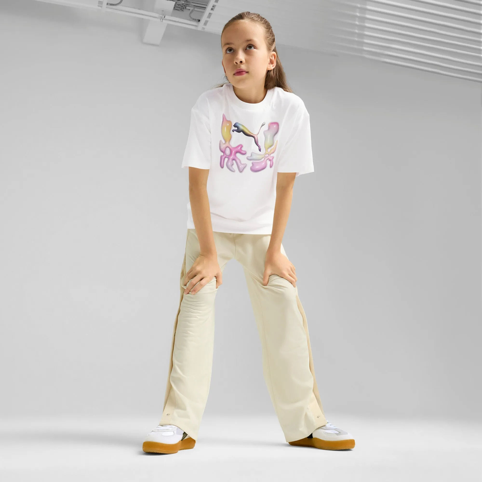 PUMA Big Kids' Girls' Wardrobe Essentials Relaxed Popper Pants