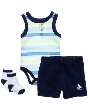 Quiltex Sailing 3pc Short Set W/Accessory