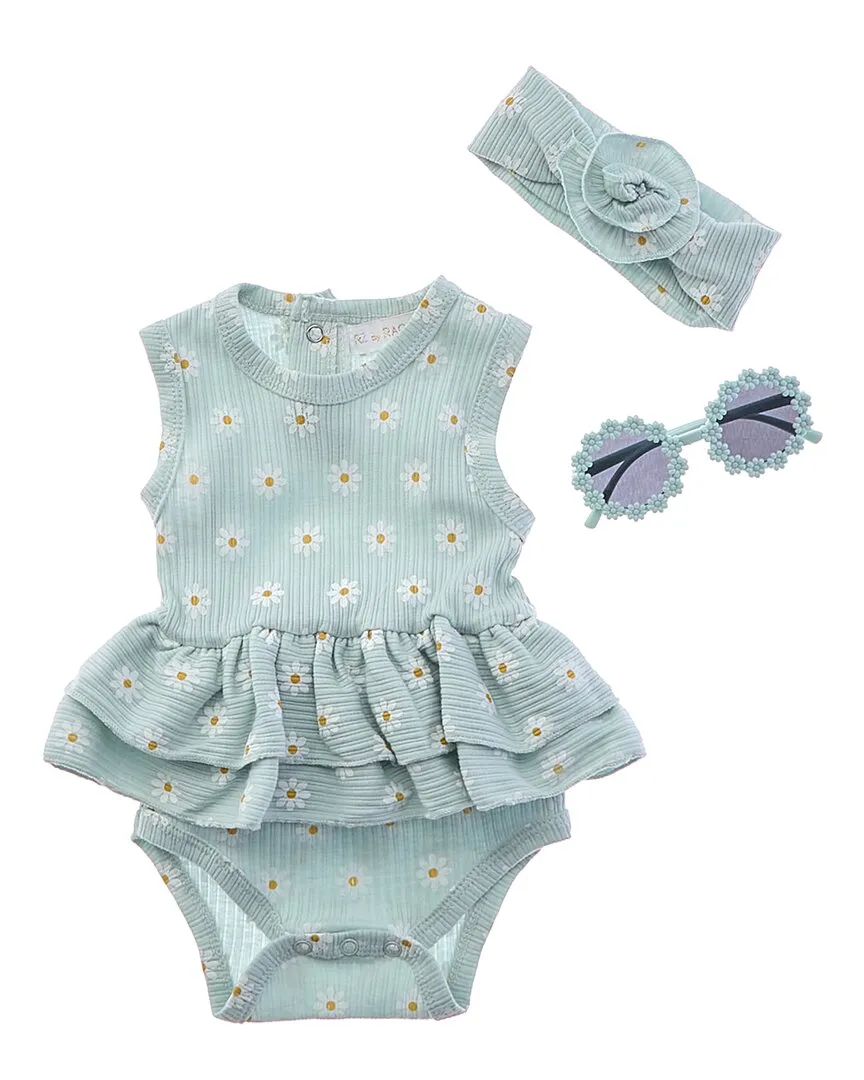 Rachel Zoe 3pc Bubble Romper Set with Sunglasses