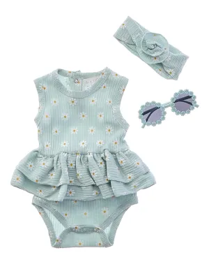 Rachel Zoe 3pc Bubble Romper Set with Sunglasses