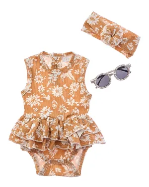 Rachel Zoe 3pc Bubble Romper Set with Sunglasses