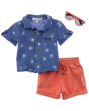 Rachel Zoe 3pc Chambray & Canvas Short Set