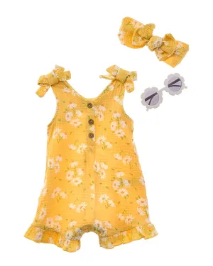 Rachel Zoe 3pc Gauze Romper with Sunglasses
