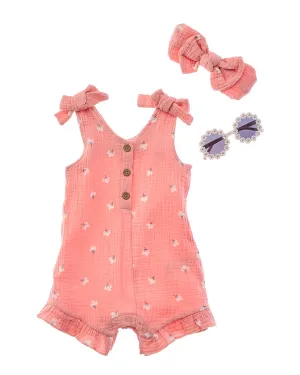 Rachel Zoe 3pc Gauze Romper with Sunglasses