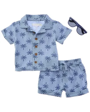 Rachel Zoe 3pc Gauze Short Set with Sunglasses