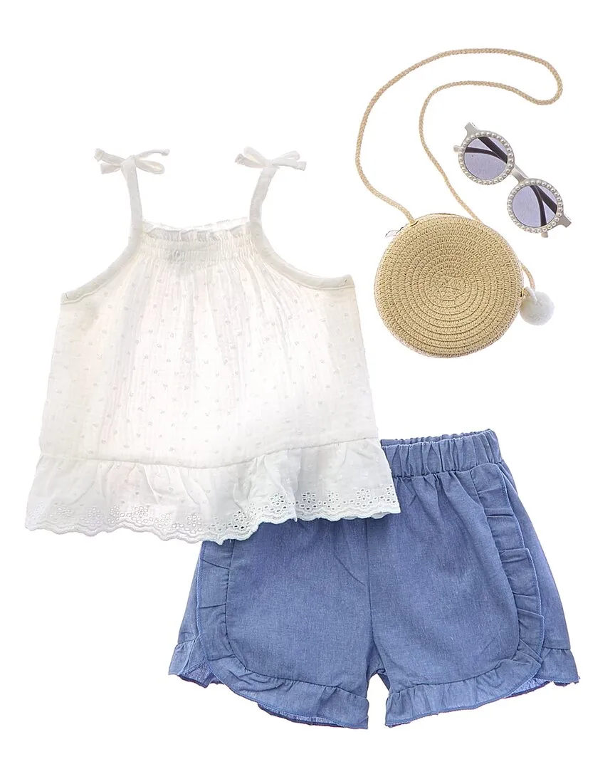 Rachel Zoe 4pc Dobby Gauze & Chambray Short Set