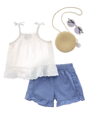 Rachel Zoe 4pc Dobby Gauze & Chambray Short Set