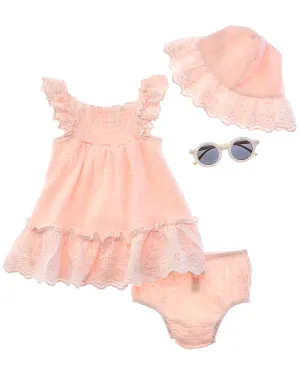 Rachel Zoe 4pc Dobby Gauze Dress Set with Sunglasses