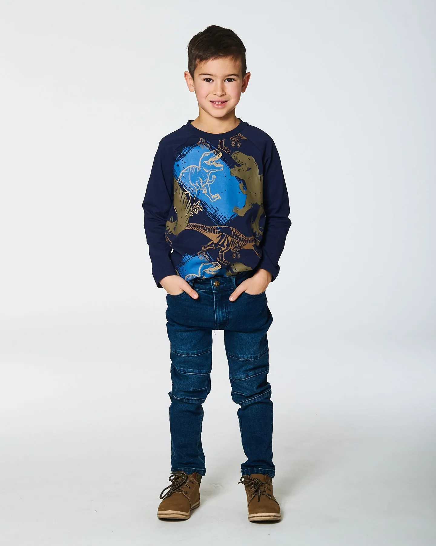 Raglan T-Shirt With Dinosaure Print Navy