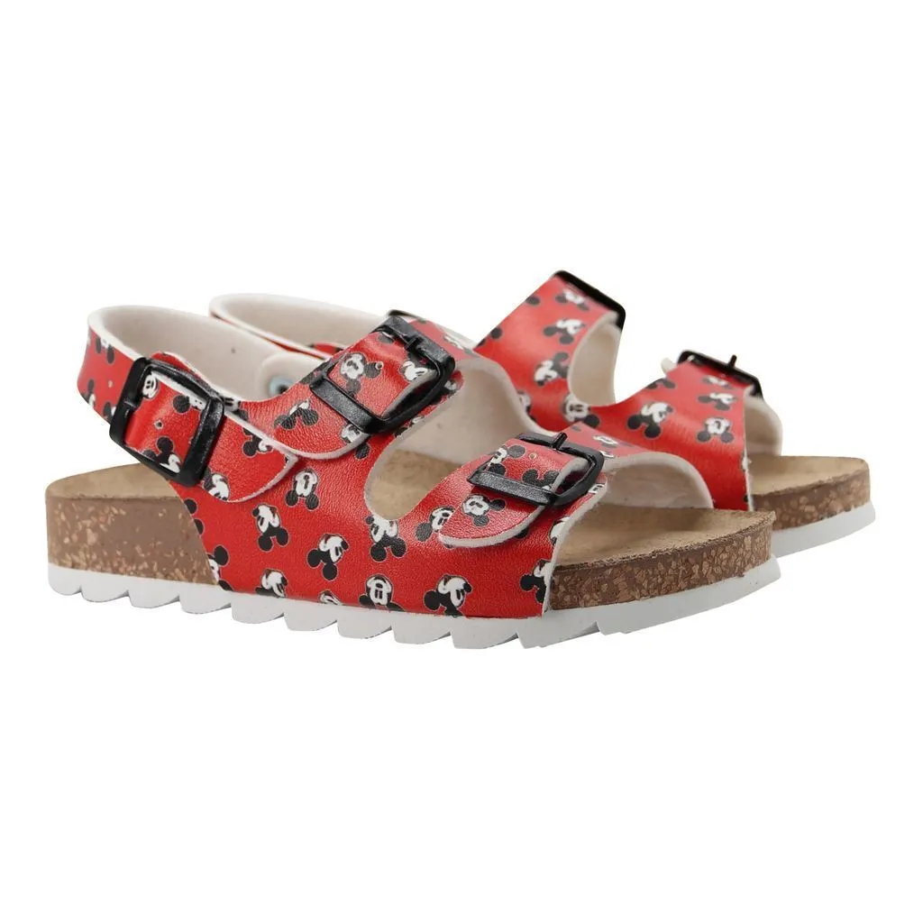 Red Mickey Print Sandals