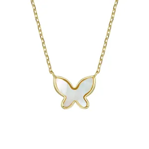 Rg Kids 14k Gold Plated with Mother of Pearl Butterfly Pendant Layering Necklace