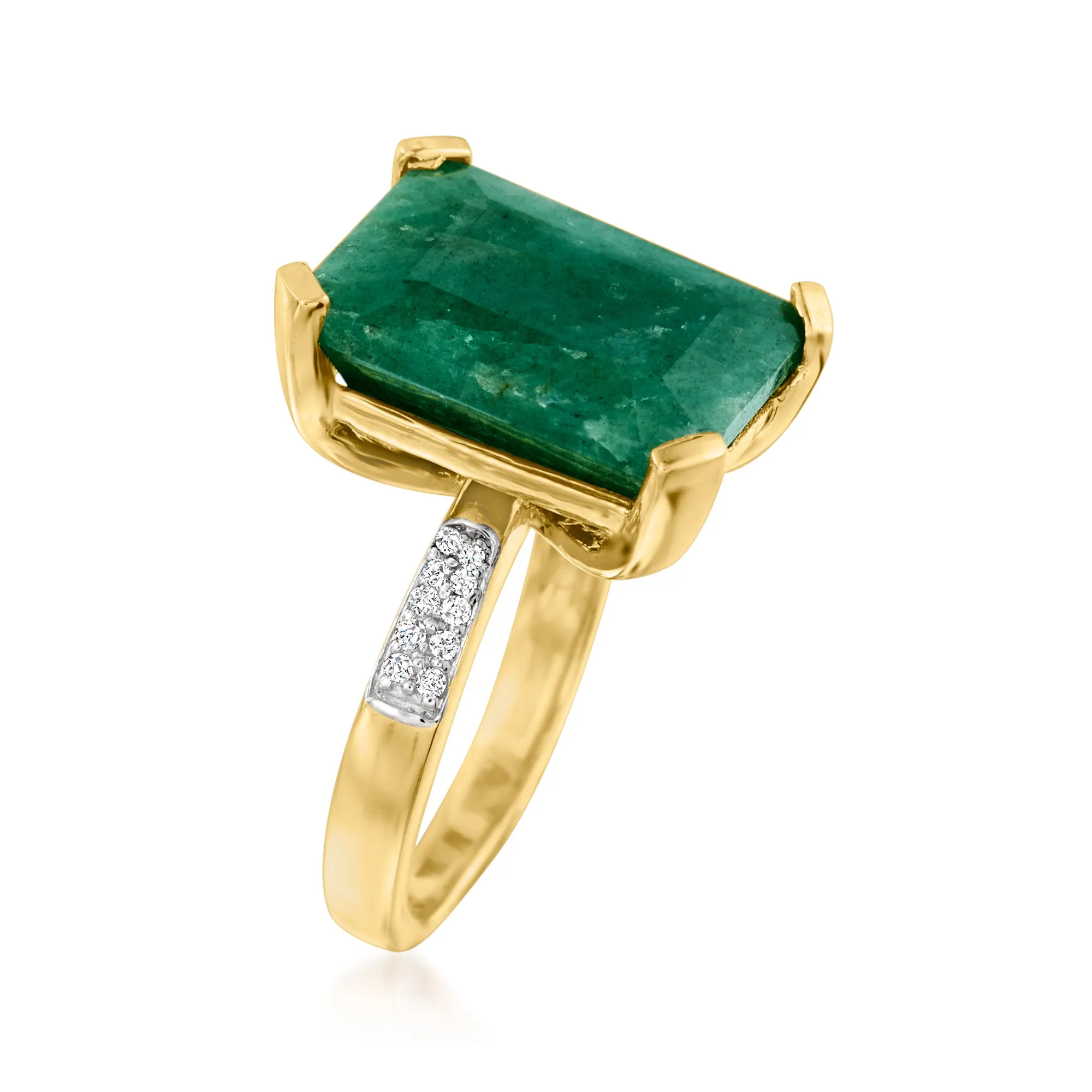 Ross-Simons Emerald and . White Topaz Ring in 14kt Gold Over Sterling