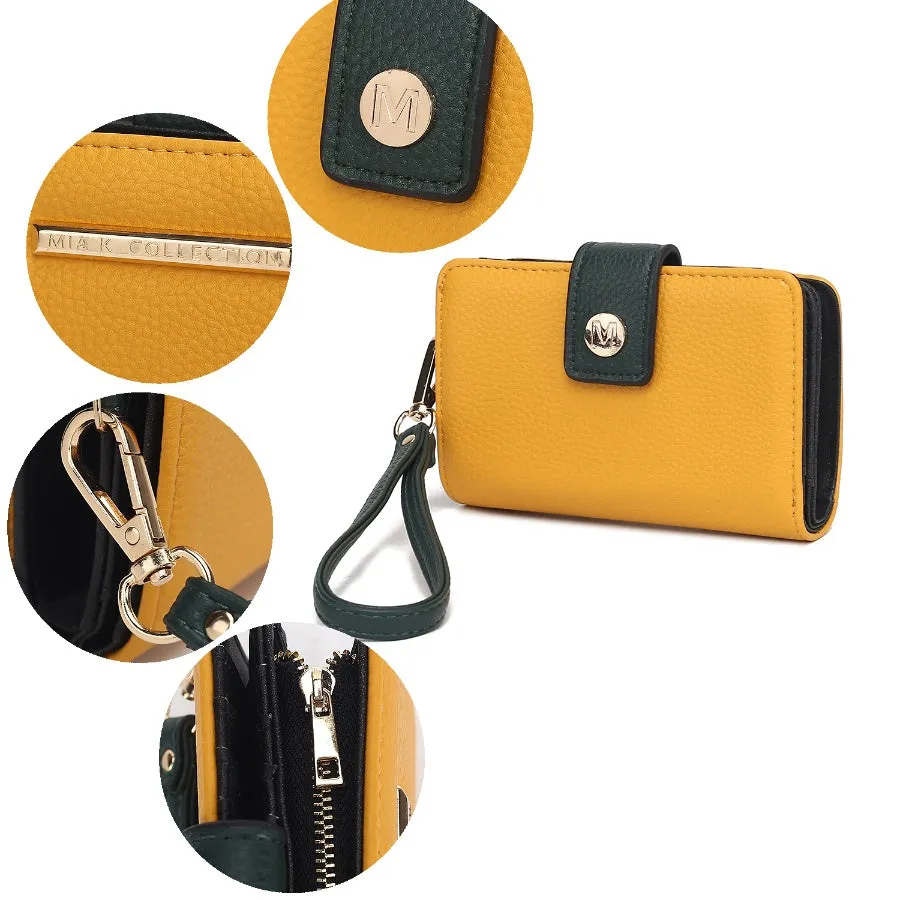 Shira Color Block Vegan Leather Women’s Wallet with wristlet by Mia K