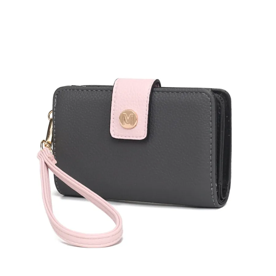 Shira Color Block Vegan Leather Women’s Wallet with wristlet by Mia K