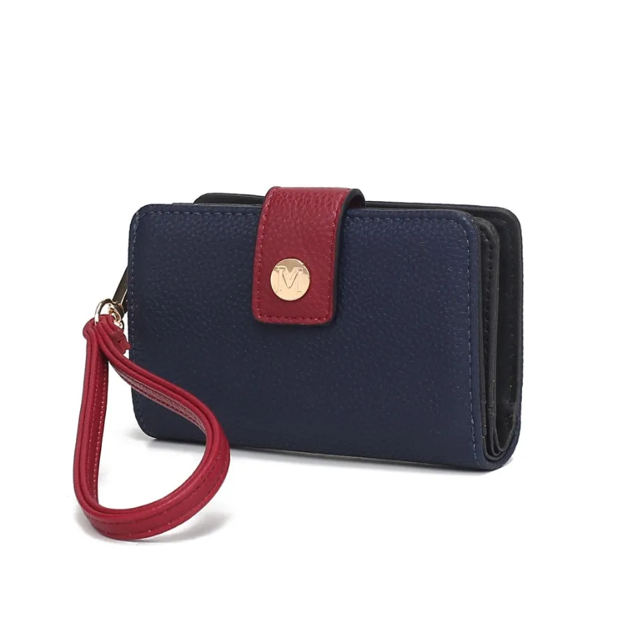 Shira Color Block Vegan Leather Women’s Wallet with wristlet by Mia K