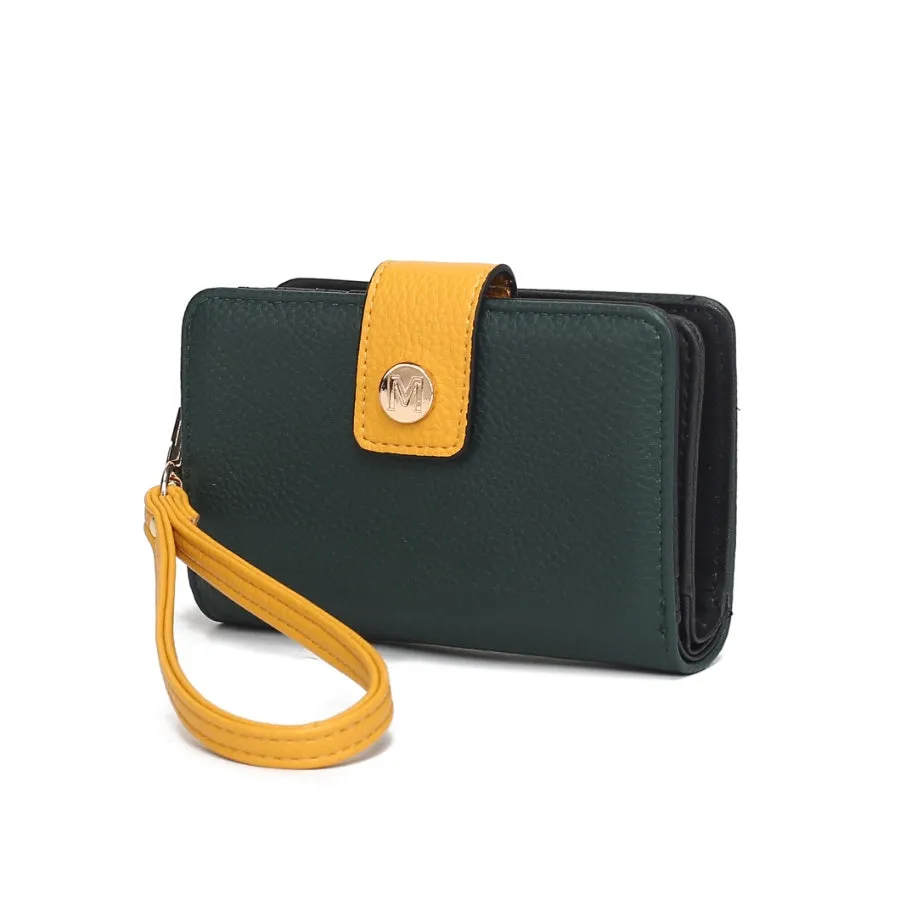 Shira Color Block Vegan Leather Women’s Wallet with wristlet by Mia K