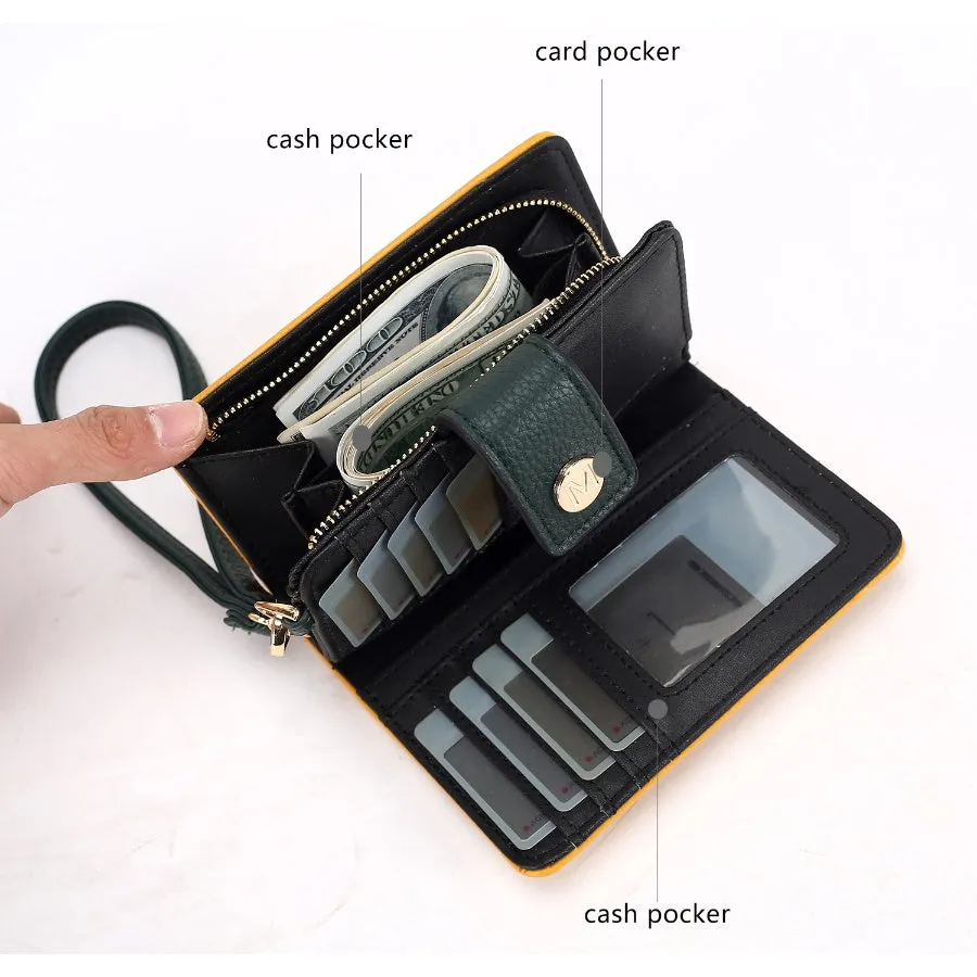 Shira Color Block Vegan Leather Women’s Wallet with wristlet by Mia K