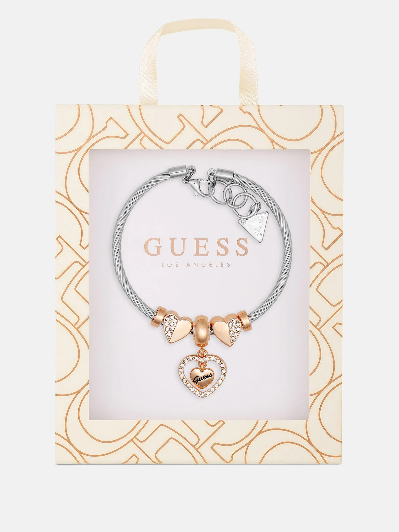Silver-Tone Heart Charm Bracelet Gift Box