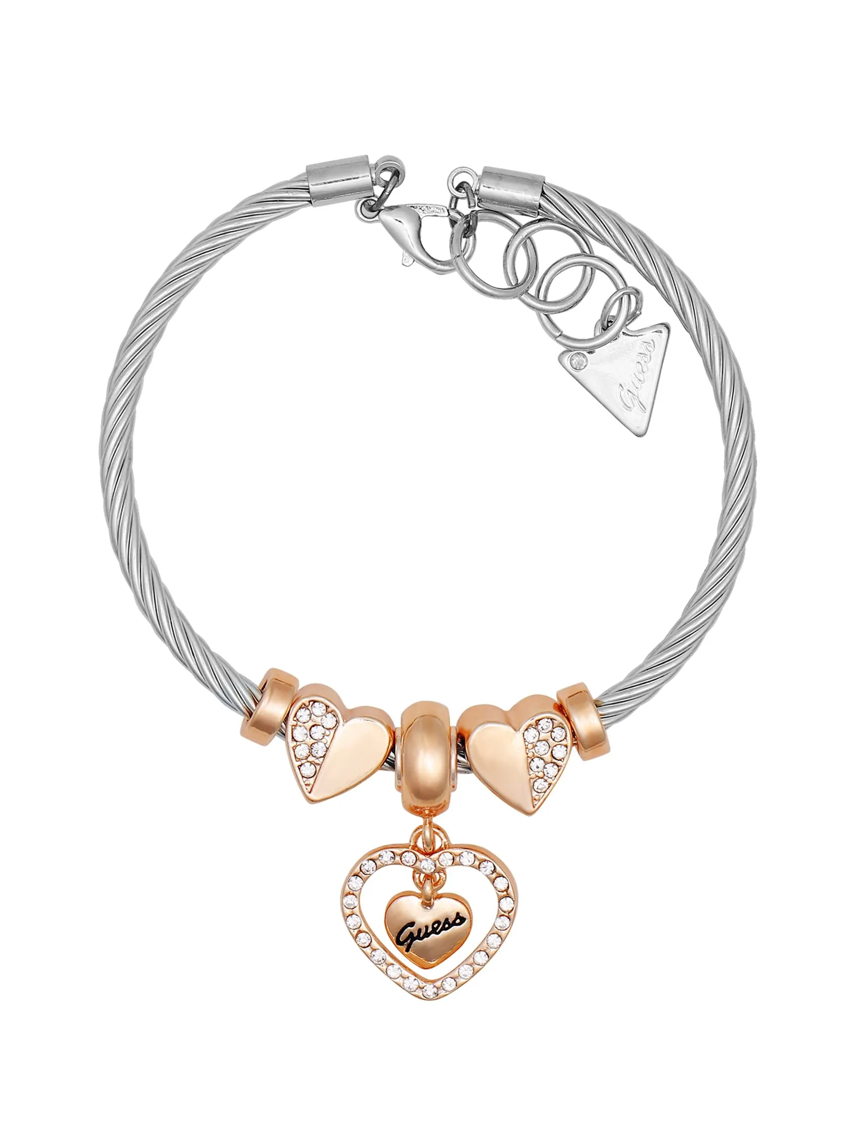 Silver-Tone Heart Charm Bracelet Gift Box