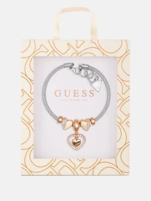 Silver-Tone Heart Charm Bracelet Gift Box