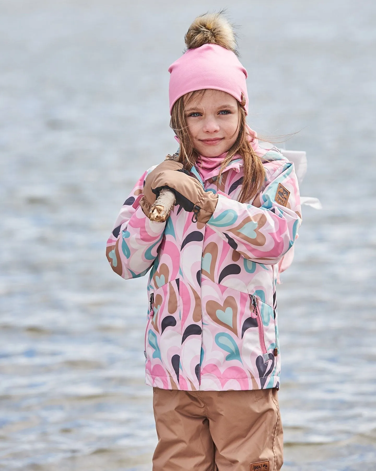 Solid Jersey Detachable Pompom Hat Pale Pink