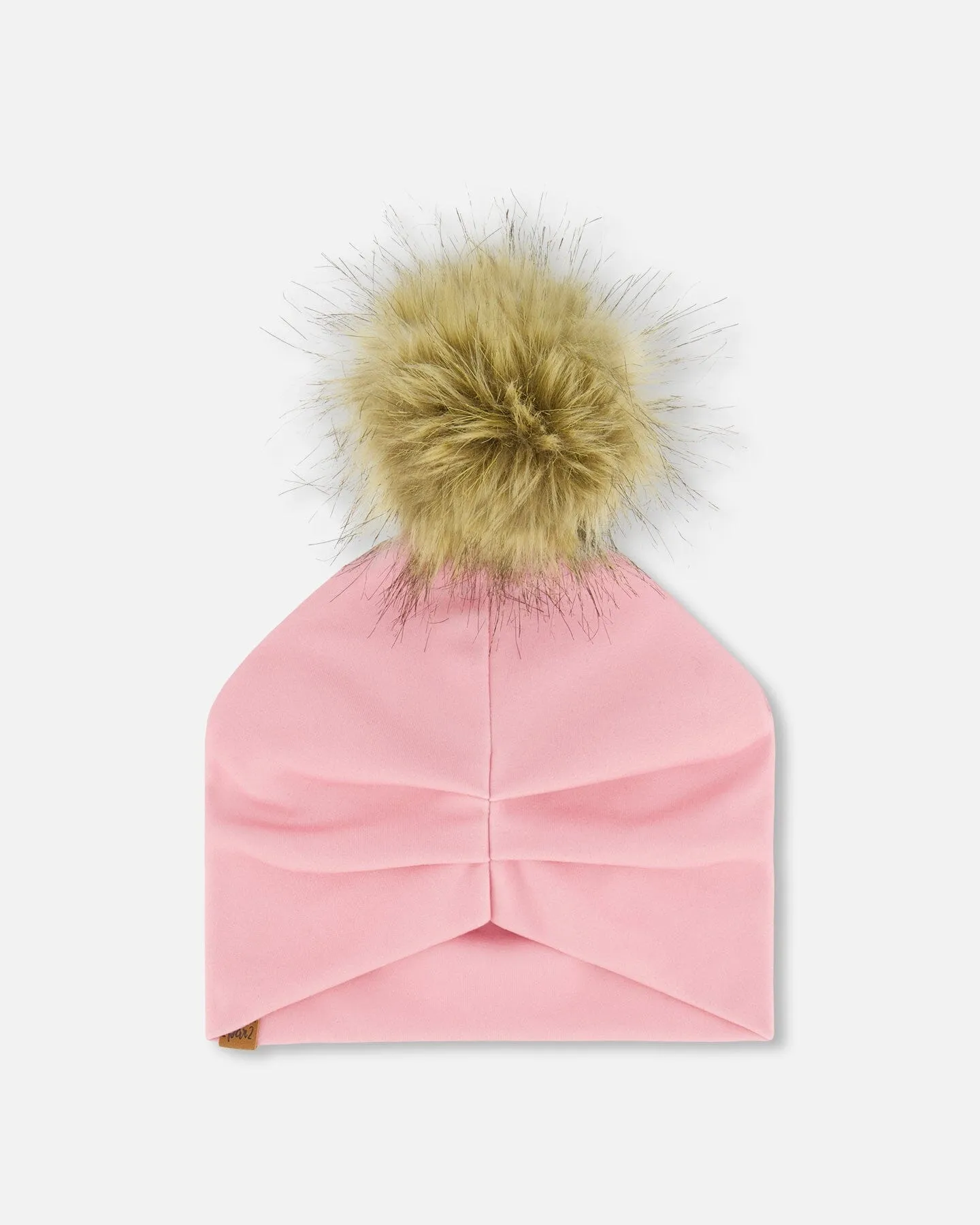 Solid Jersey Detachable Pompom Hat Pale Pink