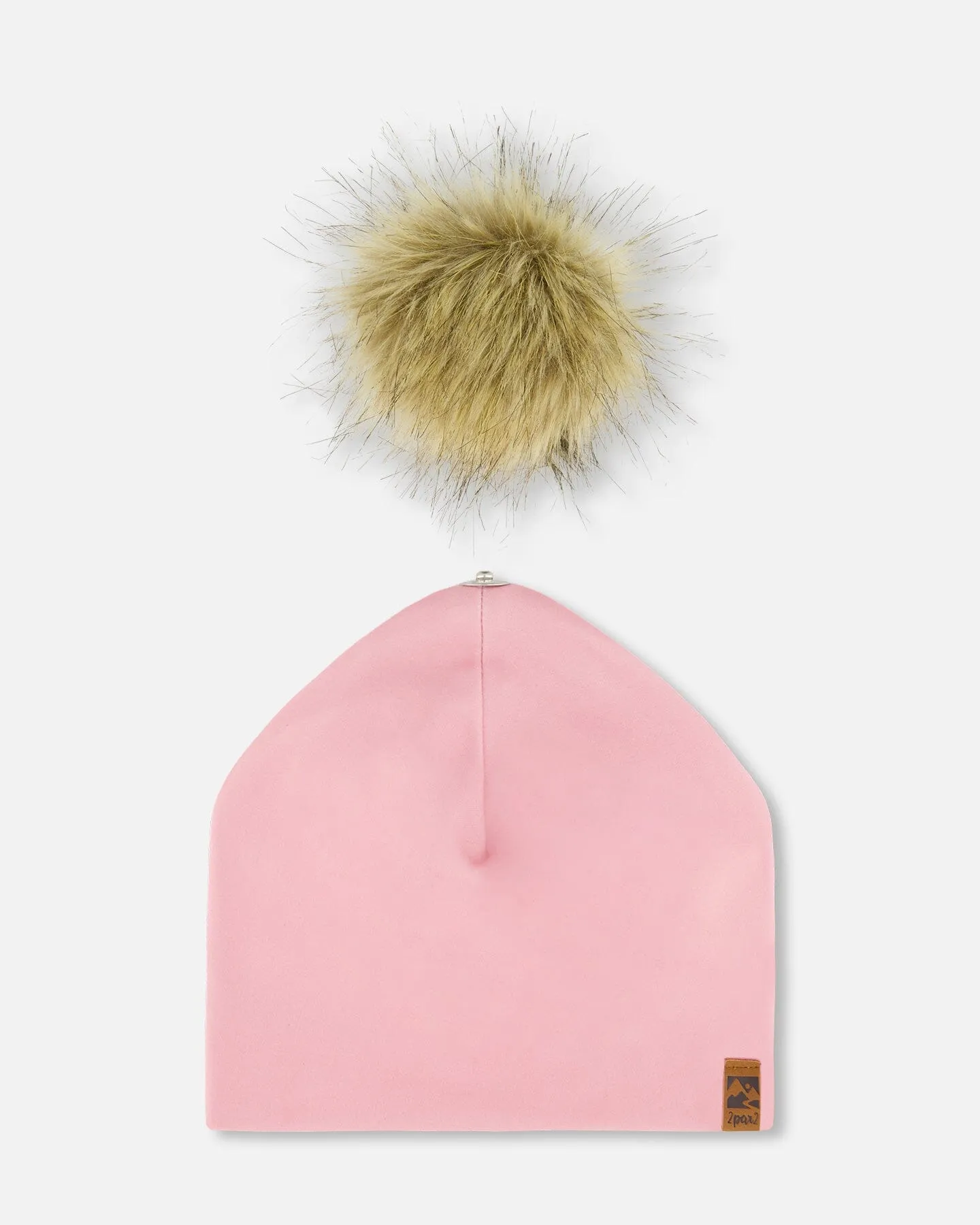 Solid Jersey Detachable Pompom Hat Pale Pink