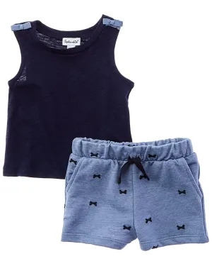 Splendid 2pc Bow Embroidered Tank & Short Set