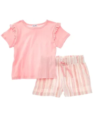 Splendid 2pc Multi Stripe Top & Linen-Blend Short Set