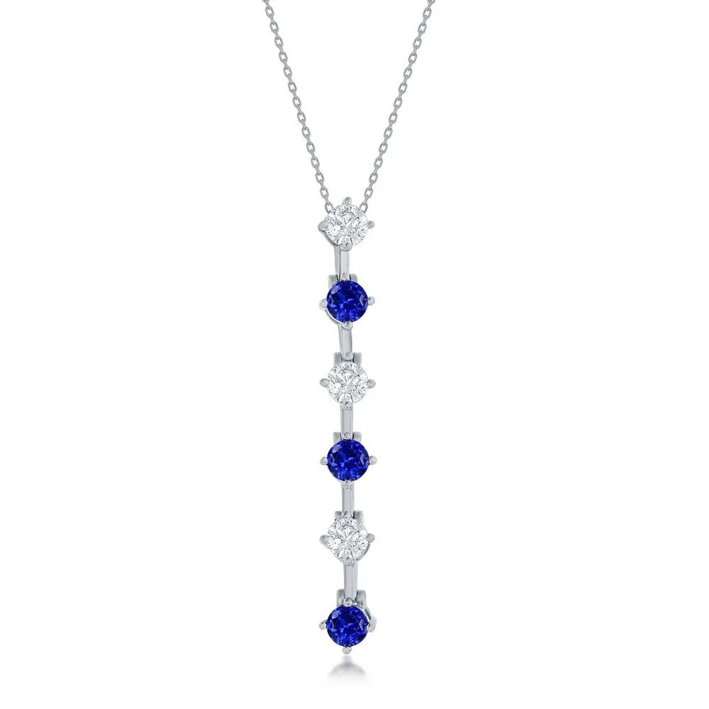 Sterling Silver Round CZ Long Pendant Necklace- Sterling Silver, Rose Gold or Gold Plated