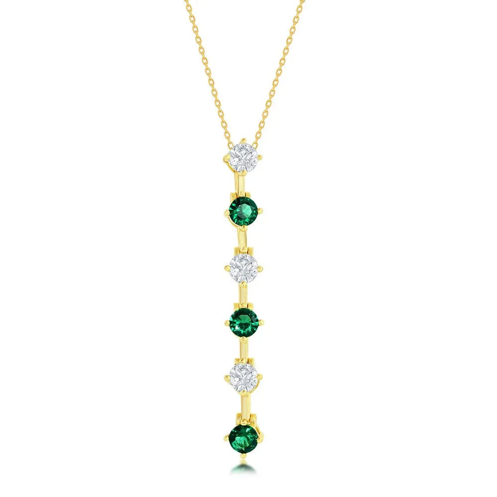 Sterling Silver Round CZ Long Pendant Necklace- Sterling Silver, Rose Gold or Gold Plated