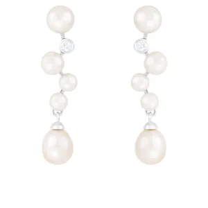 Sterling Silver Triple Pearl Earrings
