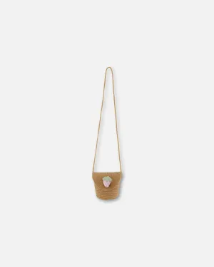 Straw Crossbody Purse Adorned With A Strawberry