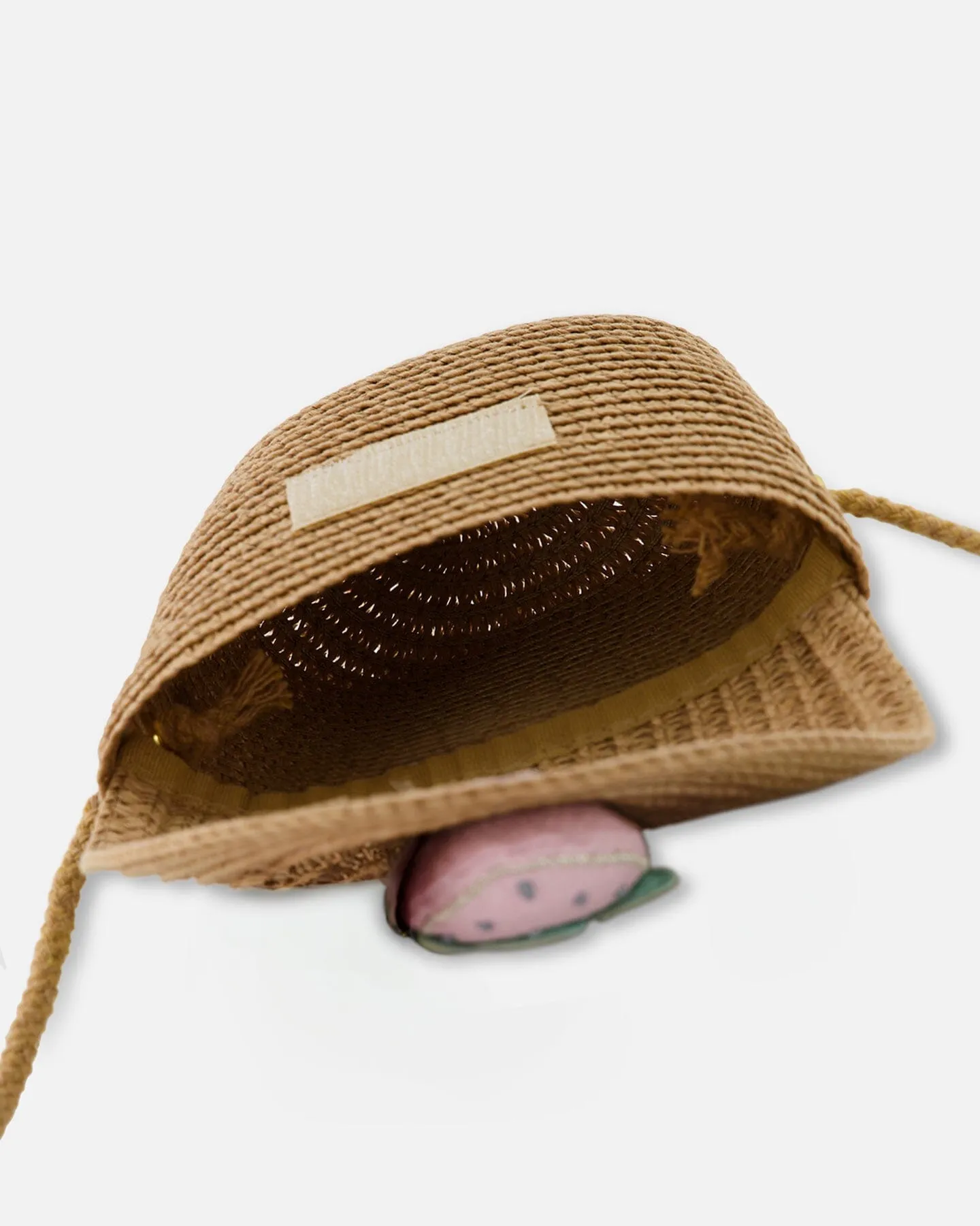 Straw Crossbody Purse Adorned With A Strawberry