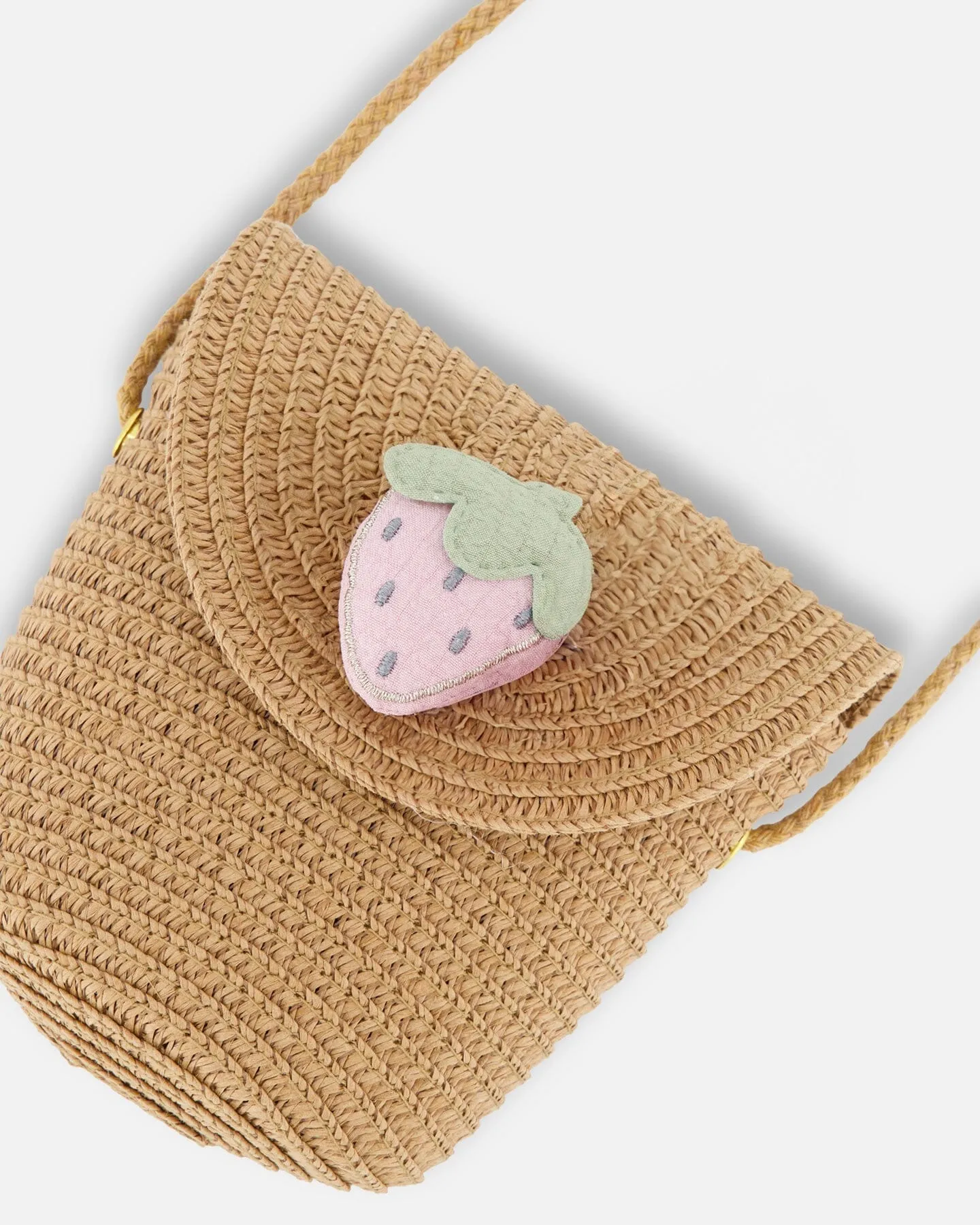 Straw Crossbody Purse Adorned With A Strawberry
