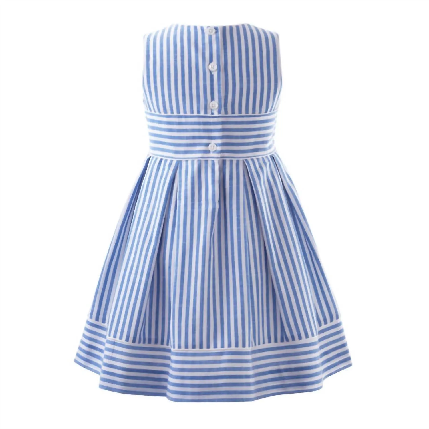 Striped Oxford Pleated Dress In Blue