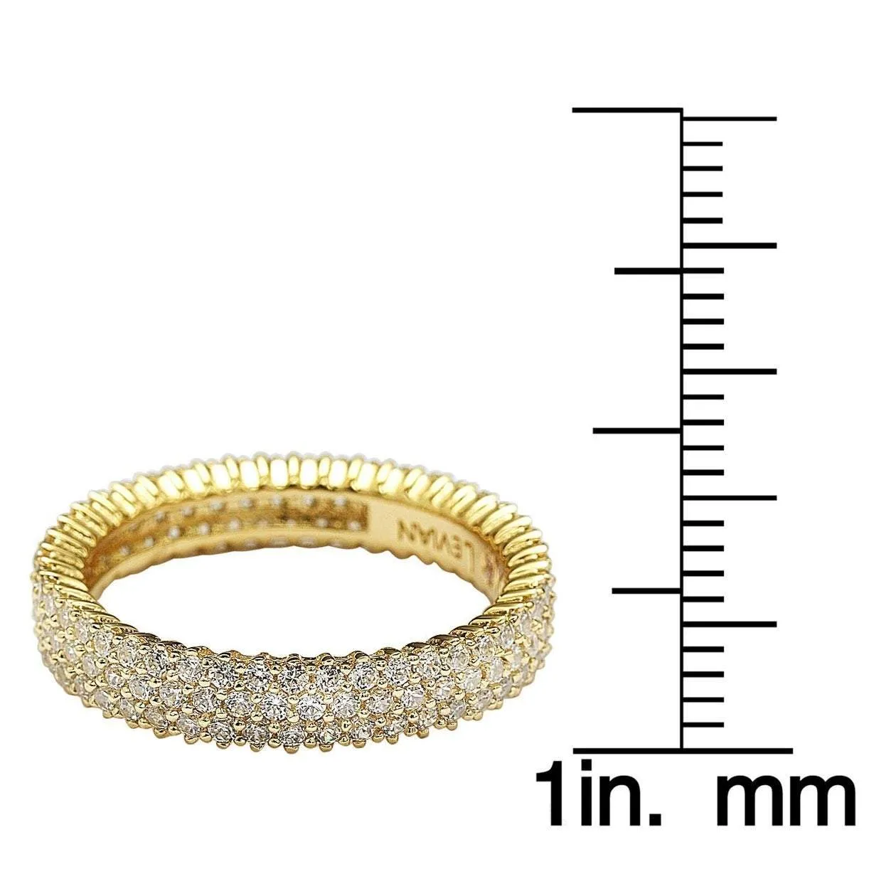Suzy Levian Golden Sterling Silver Micro-Pave White Cubic Zirconia Eternity Band