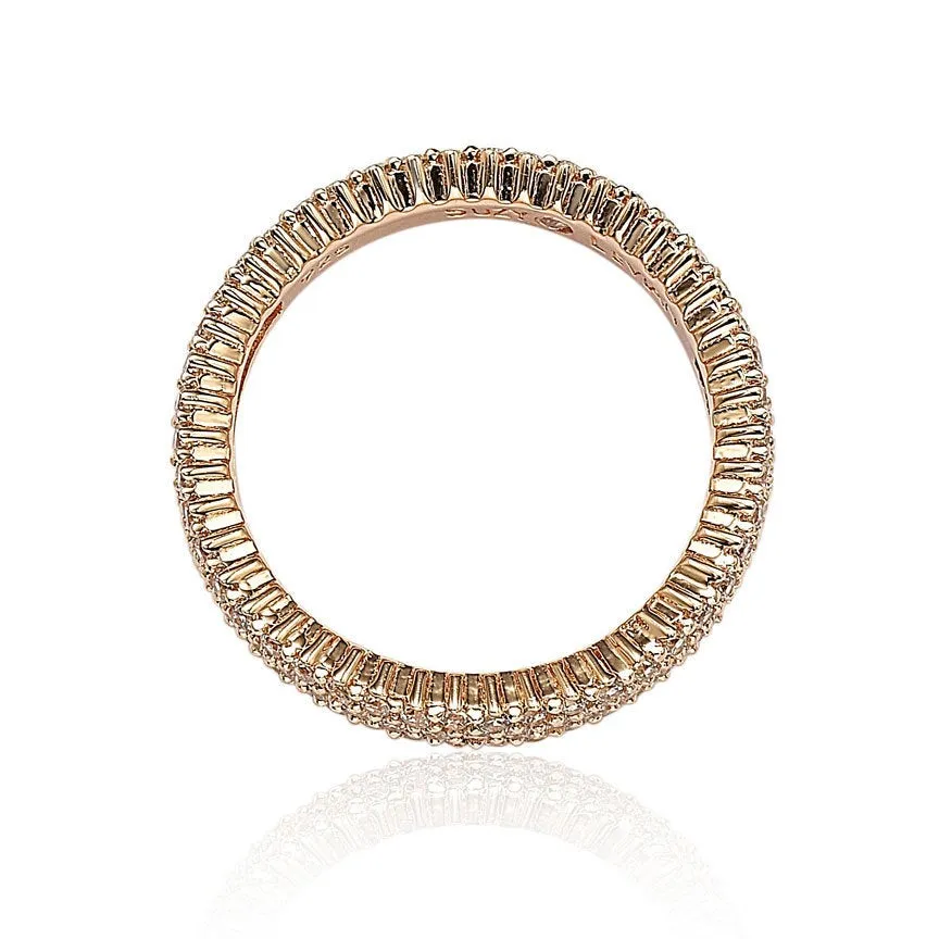 Suzy Levian Rosed Sterling Silver Micro-Pave White Cubic Zirconia Eternity Band