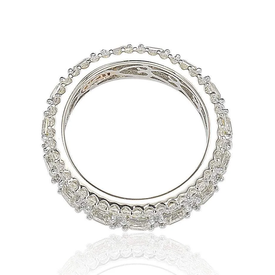 Suzy Levian Sterling Silver Cubic Zirconia White Modern Eternity Band