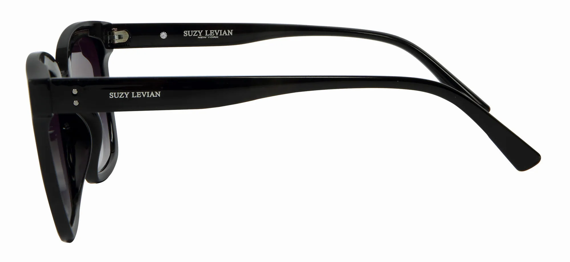 Suzy Levian Women's Black Oversize Square Lens Silver Accent Sunglasses