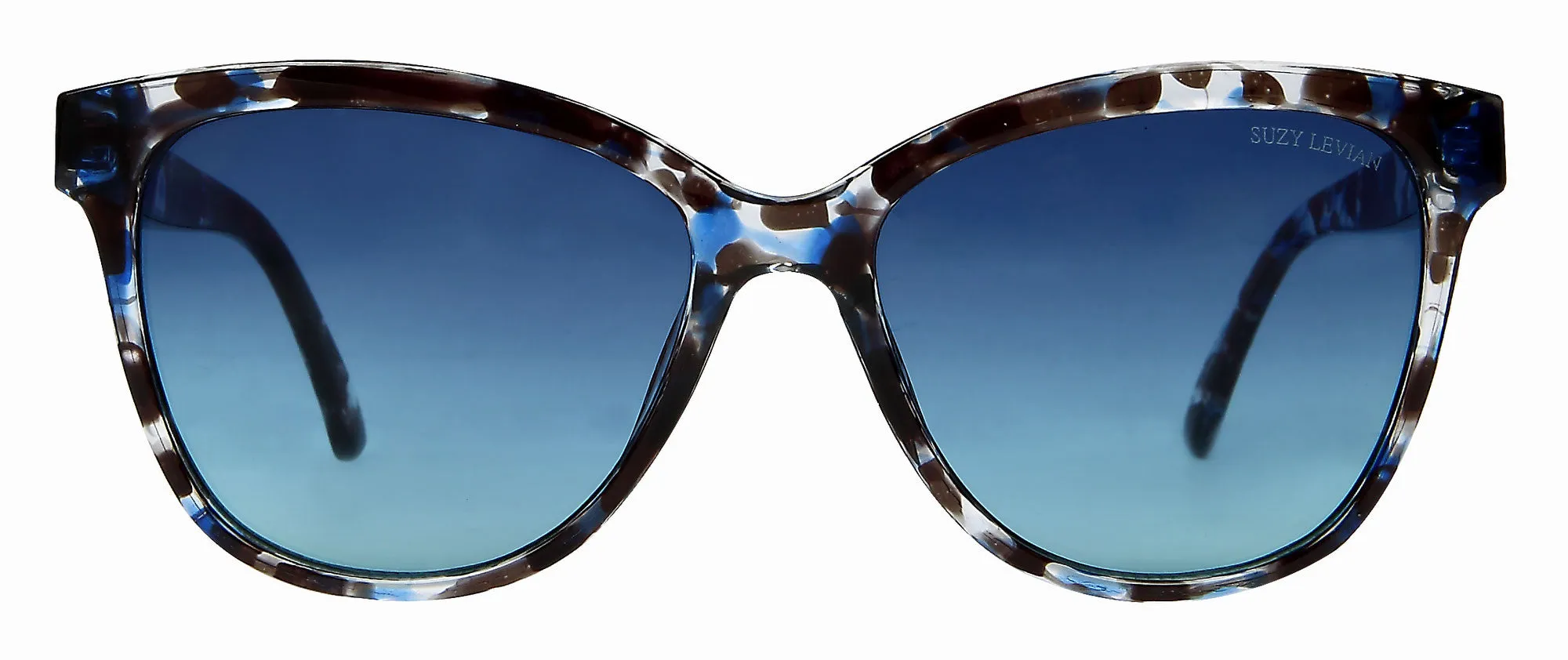 Suzy Levian Women's Blue Tortoise Square Lens Sunglasses