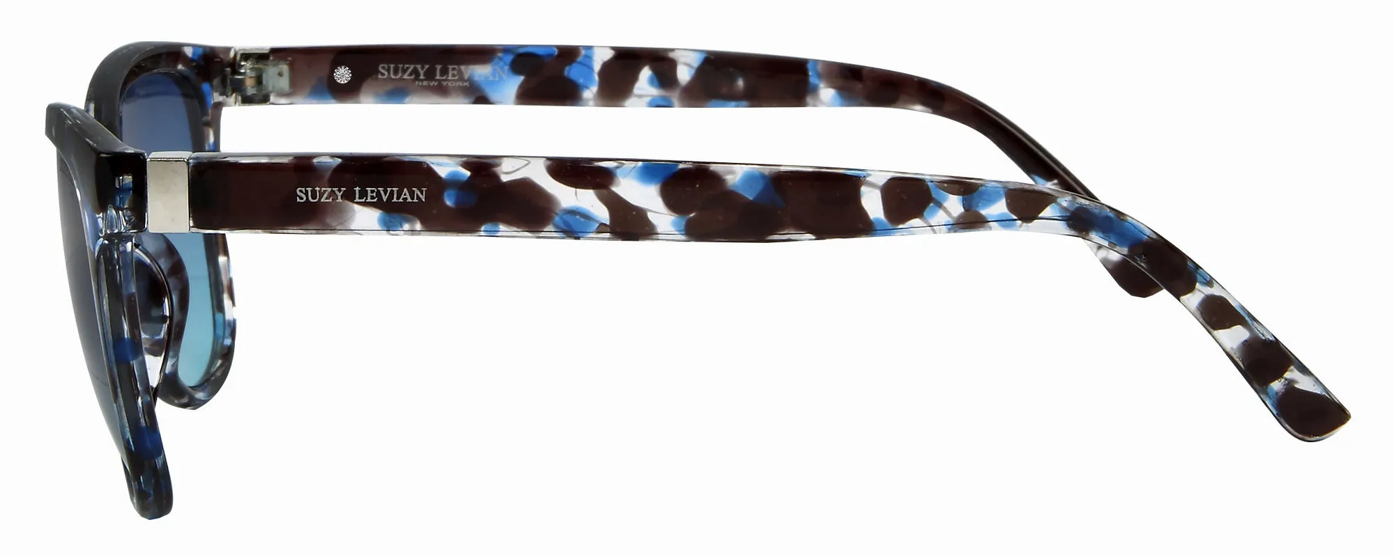 Suzy Levian Women's Blue Tortoise Square Lens Sunglasses