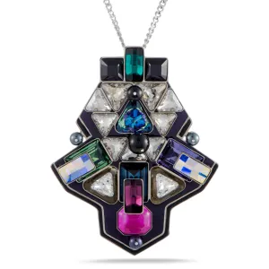 Swarovski Buzz Multicolor Geometric Crystal Pendant Long Chain Necklace