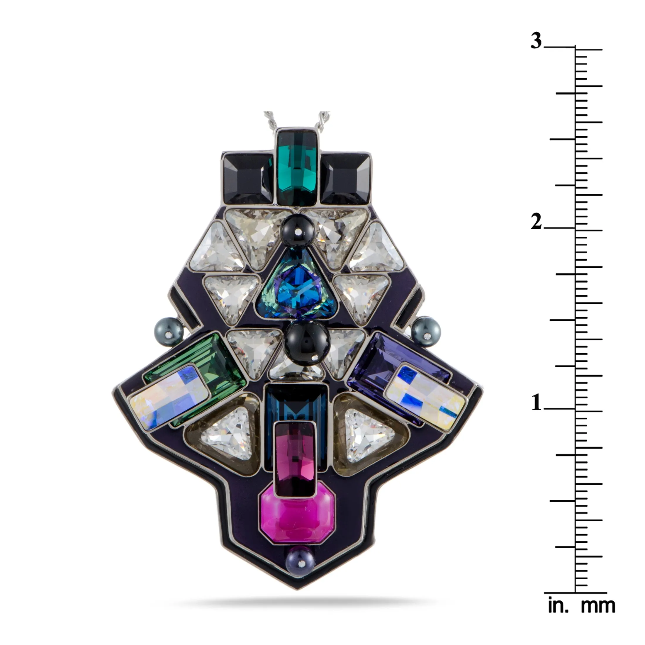 Swarovski Buzz Multicolor Geometric Crystal Pendant Long Chain Necklace
